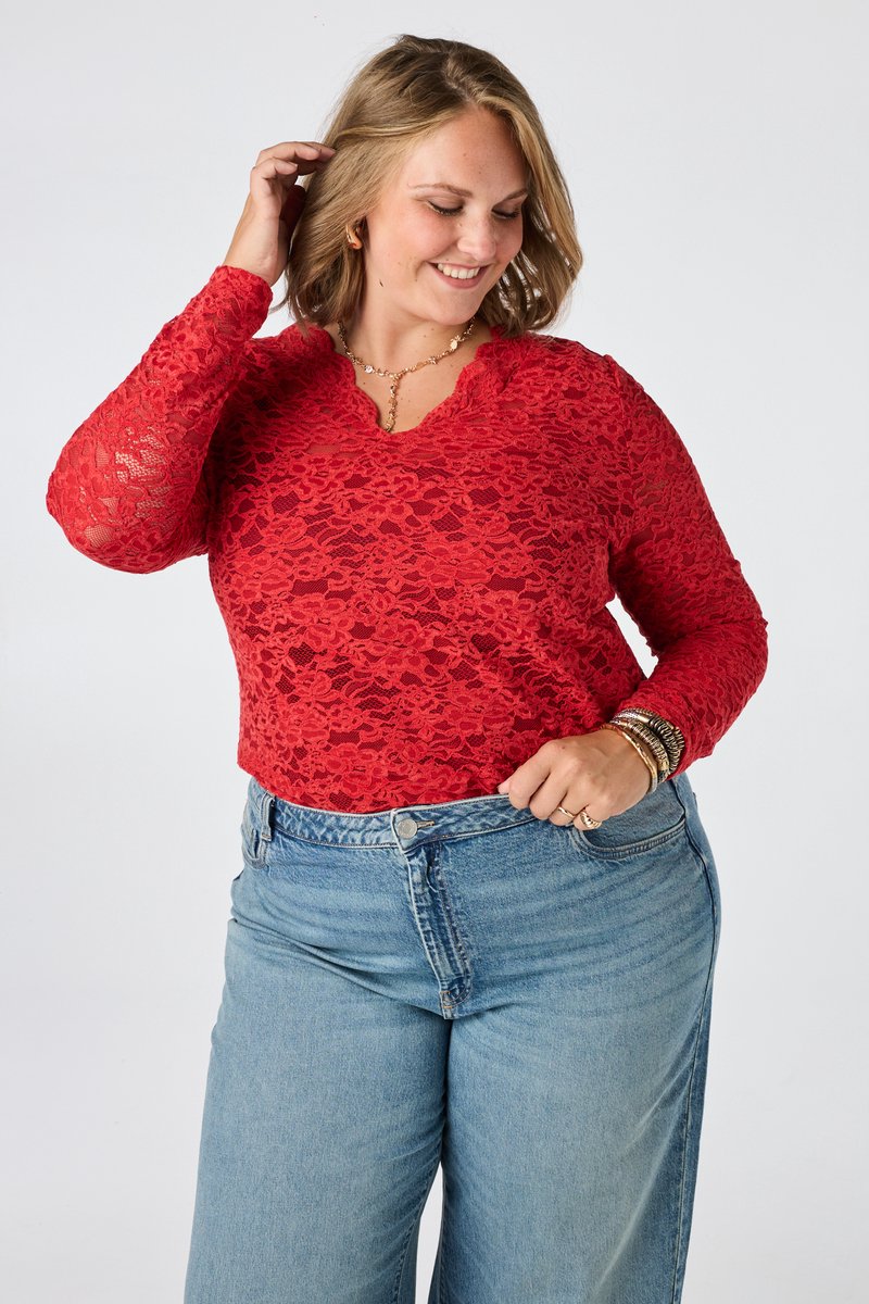 MS Mode Top Kanten top met v-hals