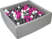 Zachte Jersey baby kinderen Ballenbak met 450 ballen, 90x90 cm - wit, roze, grijs