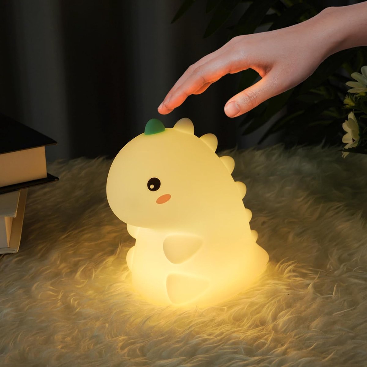 Led-nachtlampje voor baby's, dinosaurus, siliconen nachtlampje voor kinderen, USB-oplaadbaar, bedlampje babykamer, siliconen kinderkamerlamp, dino, voedingslicht, dimbaar
