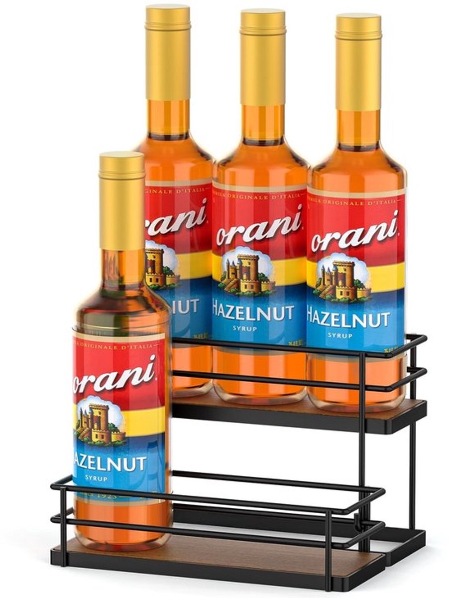 Store_9 - Syrup Organizer - Flavour Syrup Rack - 2-Tier Stand - Timber - Koffie en