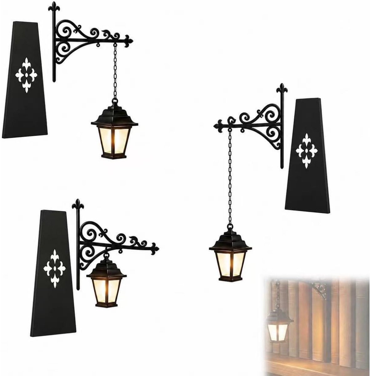 SSTRWGOOD Bibliotheeklantaarns - Set van 3 - Decoratieve verlichting voor boekenplanken - Boekenplankverlichting voor boekenwurmen - Retro LED-leeshoekverlichting - Geschikt voor studeerhoeken en thuisbibliotheken - Leuk cadeau