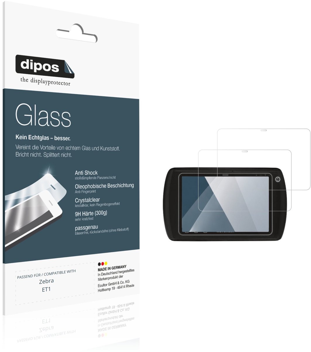 dipos – 2x Pantserfolie geschikt voor Zebra ET1 | 9H Screenprotector