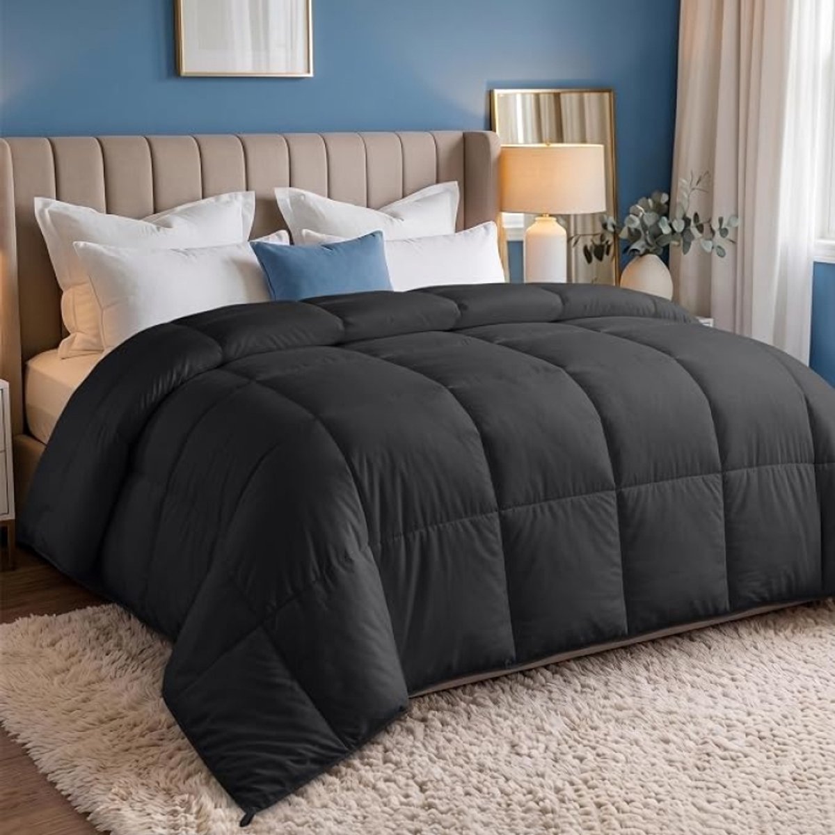 Lichtgewicht dekbed 220x240 cm – Polyester zomerdekbed met box-stitching, grijs