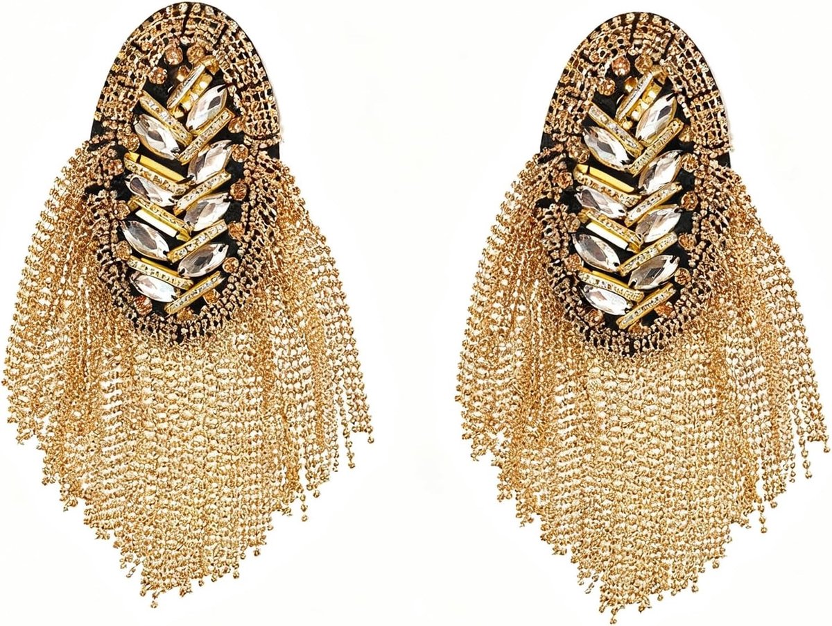 Punk Epaulettes met Kwastjes voor Mannen - Gouden Epaulettes voor Kostuumfeesten, Podiumoptredens en Uniformdecoratie - 2 Stuks