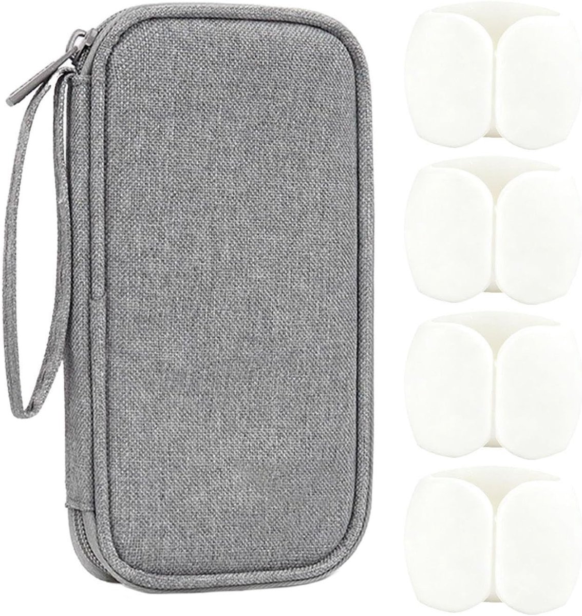 Opbergtas Voor Datakabels met 4 Gespen, Ideaal voor Kabelopslag en Draagbare Elektronische Accessoires, Multifunctionele Organizer voor Hoofdtelefoons en Opladers