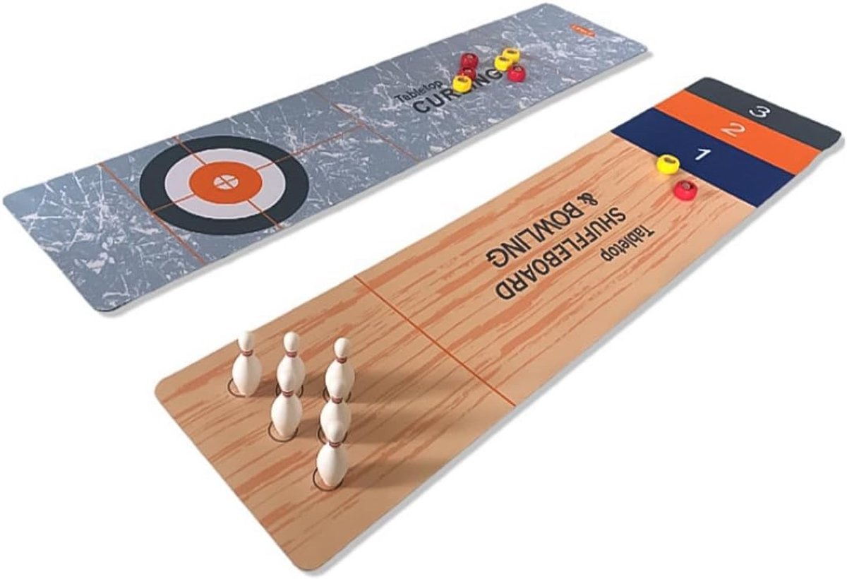Tabletop shuffleboard en curling spelset voor thuis, school en reizen - opvouwbaar en draagbaar mini bowling spel voor het hele gezin
