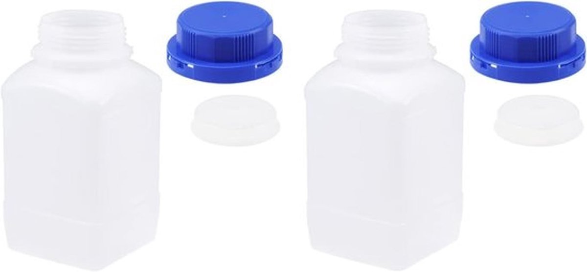 2 Stuks Laboratorium Chemische Flessen met Brede Opening, Plastic Flessen | Reagent Monsterverpakking, Geschikt voor Opslag, Onderzoek en Fabrieken (Transparant, 750 ml)