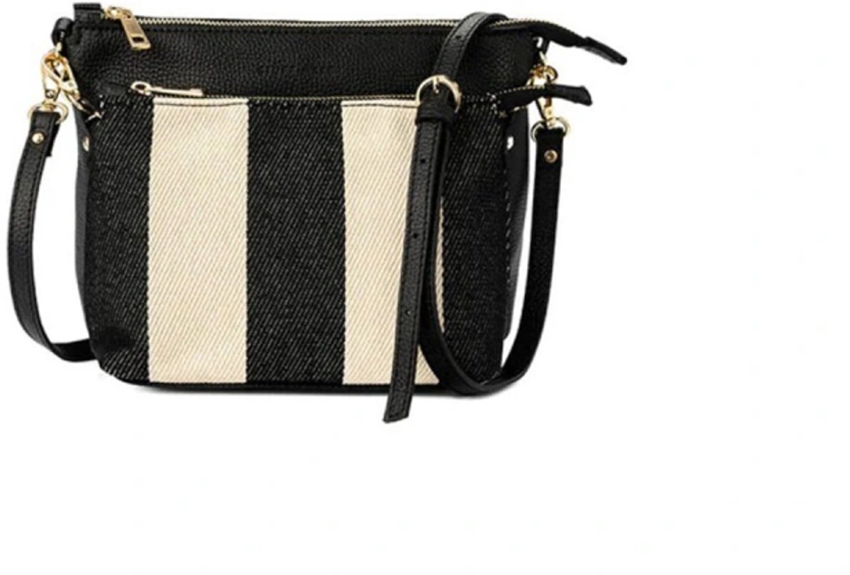 Stuff Maker handtas Marie in zwart/beige gestreept
