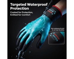 KAYGO Waterdichte werkhandschoenen voor heren en dames met dubbele latex coating, antislip goede grip voor tuin auto - ShopVlot