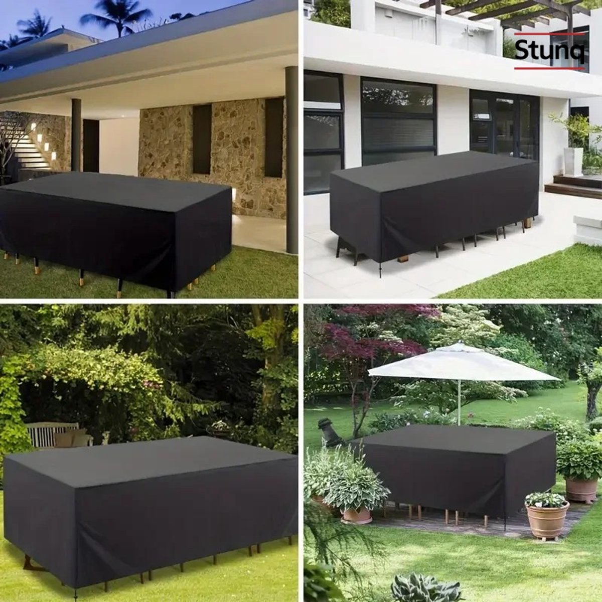 Stunq Waterdichte Terrasmeubel Hoes 210D – Zwart voor Buitenbankstel en Tafel