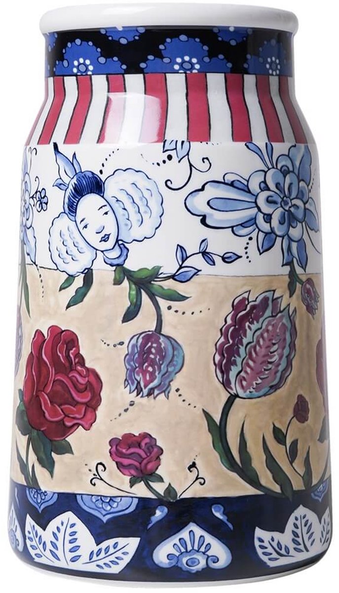Heinen Delfts Blauw Melkbusvaas The Heritage Collection - Zeven Rozen - Keramiek - 25,5 cm Multicolor