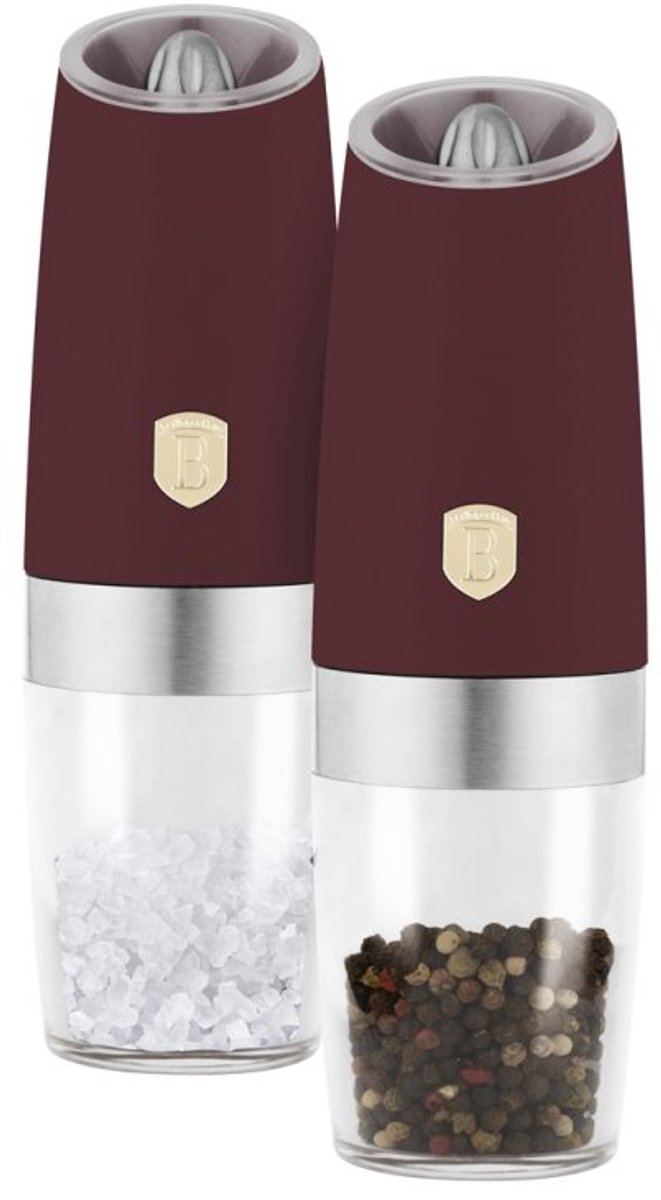 Berlinger Haus Elektrische Peper- en Zoutmolen Set Gravity Mat Bordeaux - Keramische Molen - 2-Delig