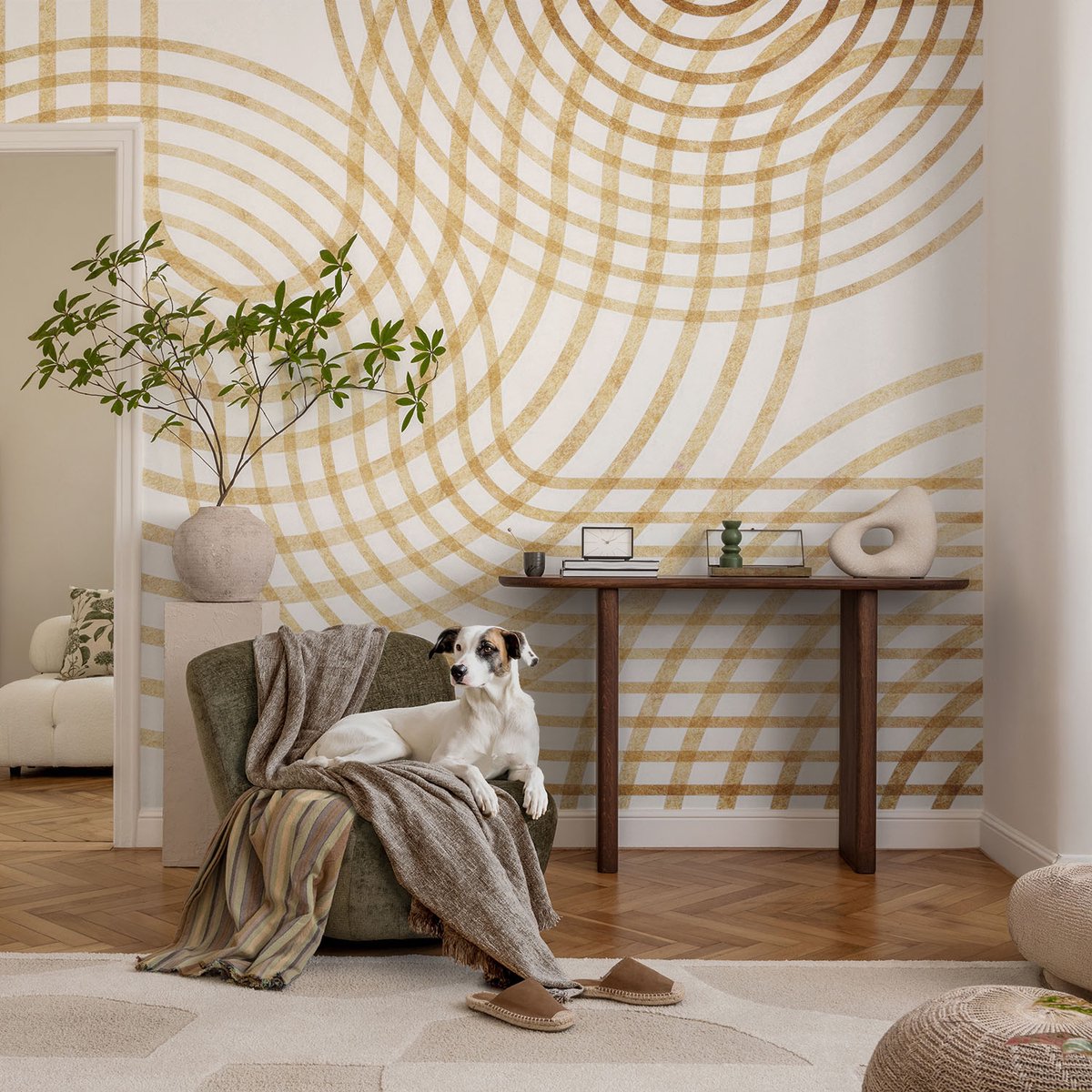 Coloray Vliesbehang - Wit Snellijm Behang - 104x70 cm - Geometrische Weefsels Muurschildering - Gang behang Geometrie - Fotobehang Vlies - Slaapkamer behang