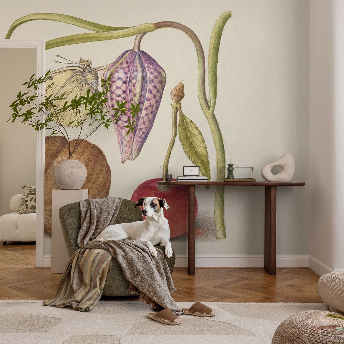 Coloray Vliesbehang - Romig Snellijm Behang - 104x70 cm - Vlinderplant Muurschildering - Gang behang Bloemen En Planten - Fotobehang Vlies - Gang behang