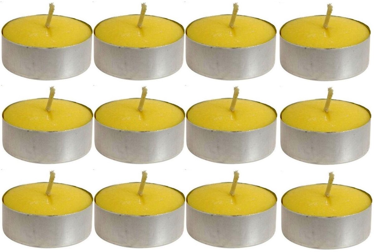 Decoris Citronella waxinelichtjes / theelichtjes - 18x stuks - geel - citrusgeur - geurkaars