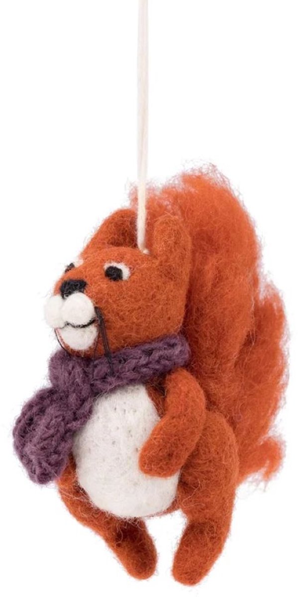Wolvilt Hanger Eekhoorn Indian Summer - Burgundy - Fairtrade Homedeco - 11x5x8cm — afbeelding 4