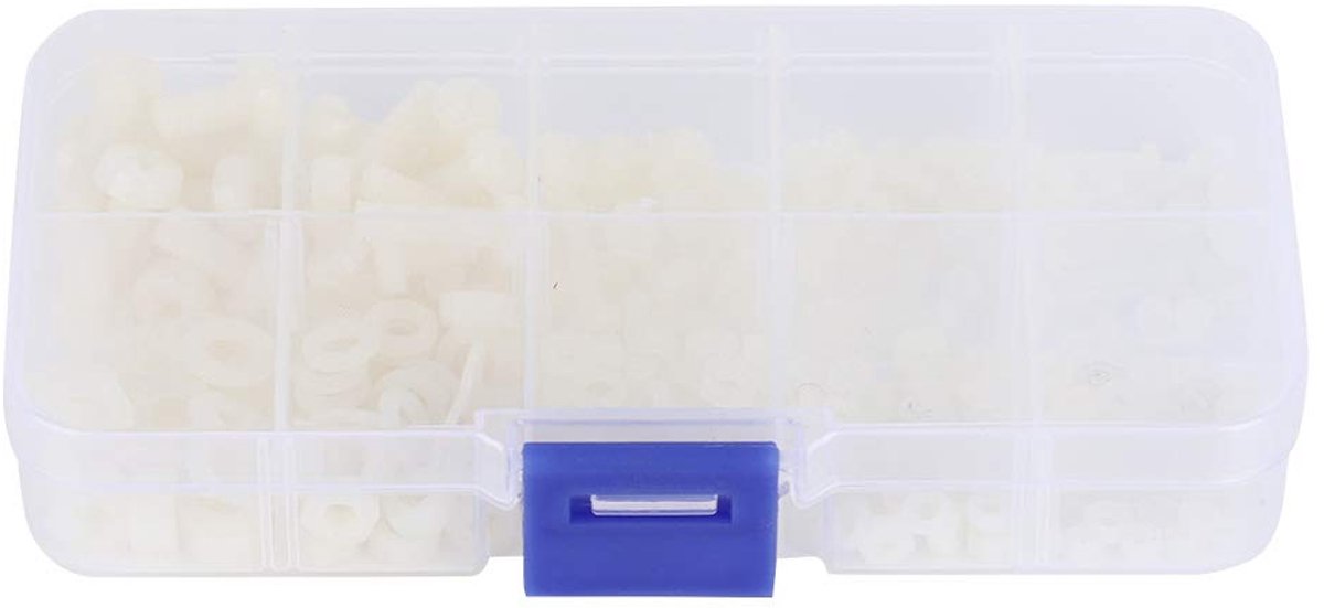 M2.5 M3 M4 M5 Schroefmoeren Set, 270 STKS Nylon Schroefmoer Wasmachine Assortiment voor Bevestigingsmiddelen (Wit)