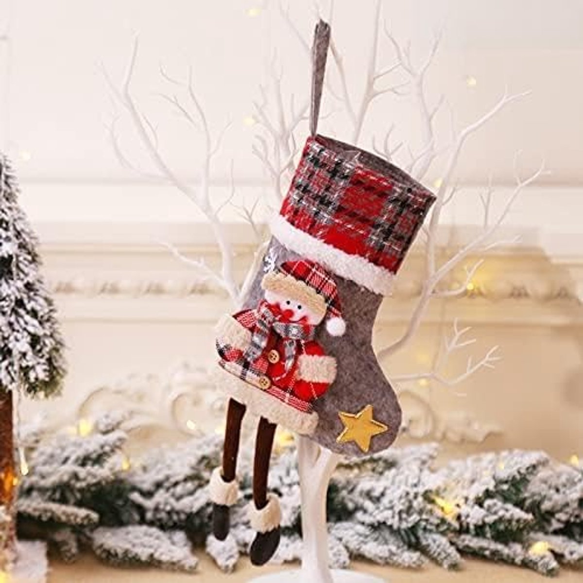 Kunstkerstboom Nieuwjaar Christmas Stocking Xmas Gift Candy Bag Kerstversiering for Home Navidad Sok Noel Deco Ornamenten (Color : C613-Snowman Leg)