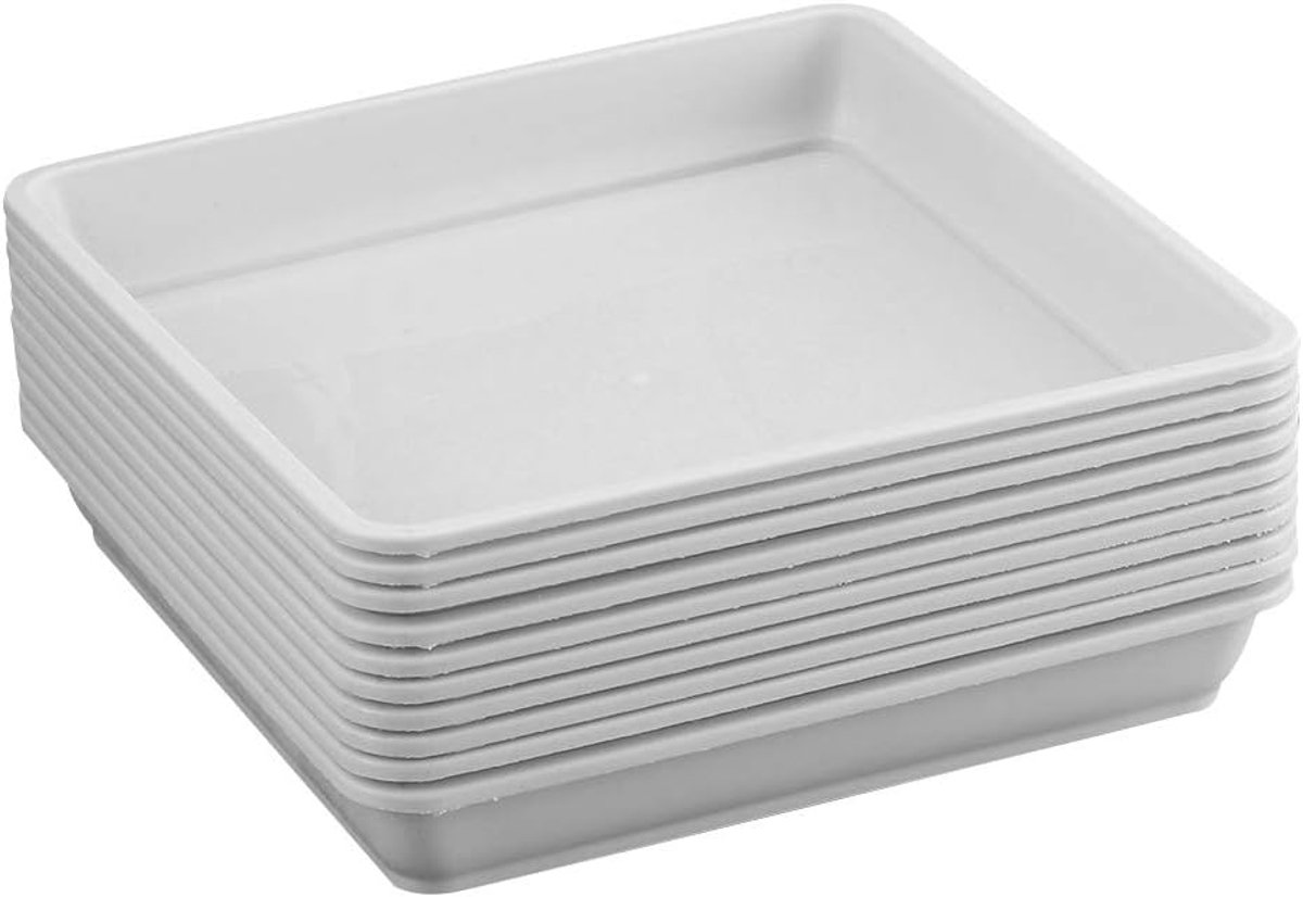 10 stuks vierkante plantenonderzetters voor bloempotten van kunststof schoteltjes voor potten planten onderzetters voor het houden van water druppels 15 x 15 x 2,8 cm wit