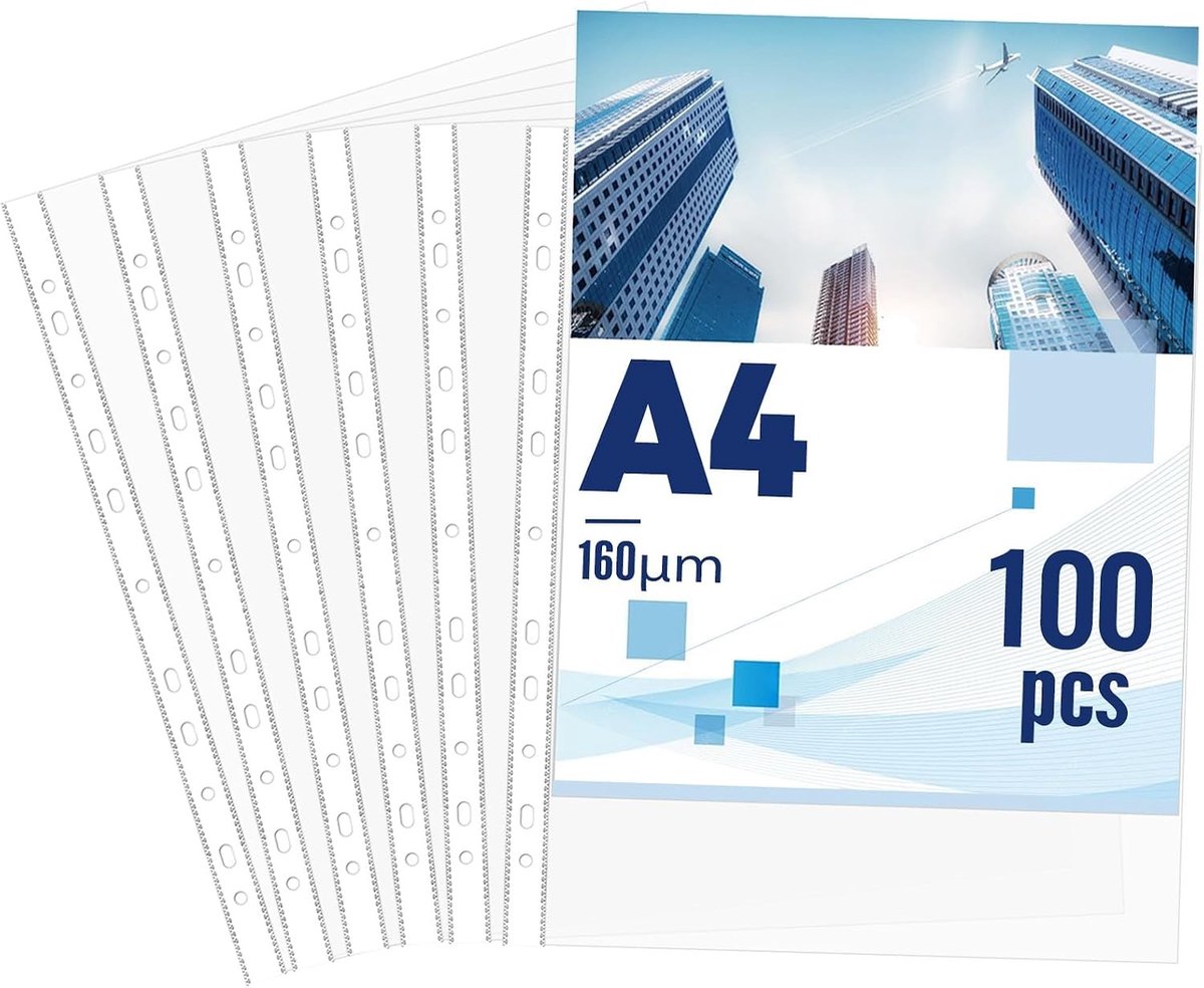Set van 100 A4 Transparante Brochurehoezen - Extra Sterke Bescherming voor Documenten en Papieren - 0.08mm Dikte