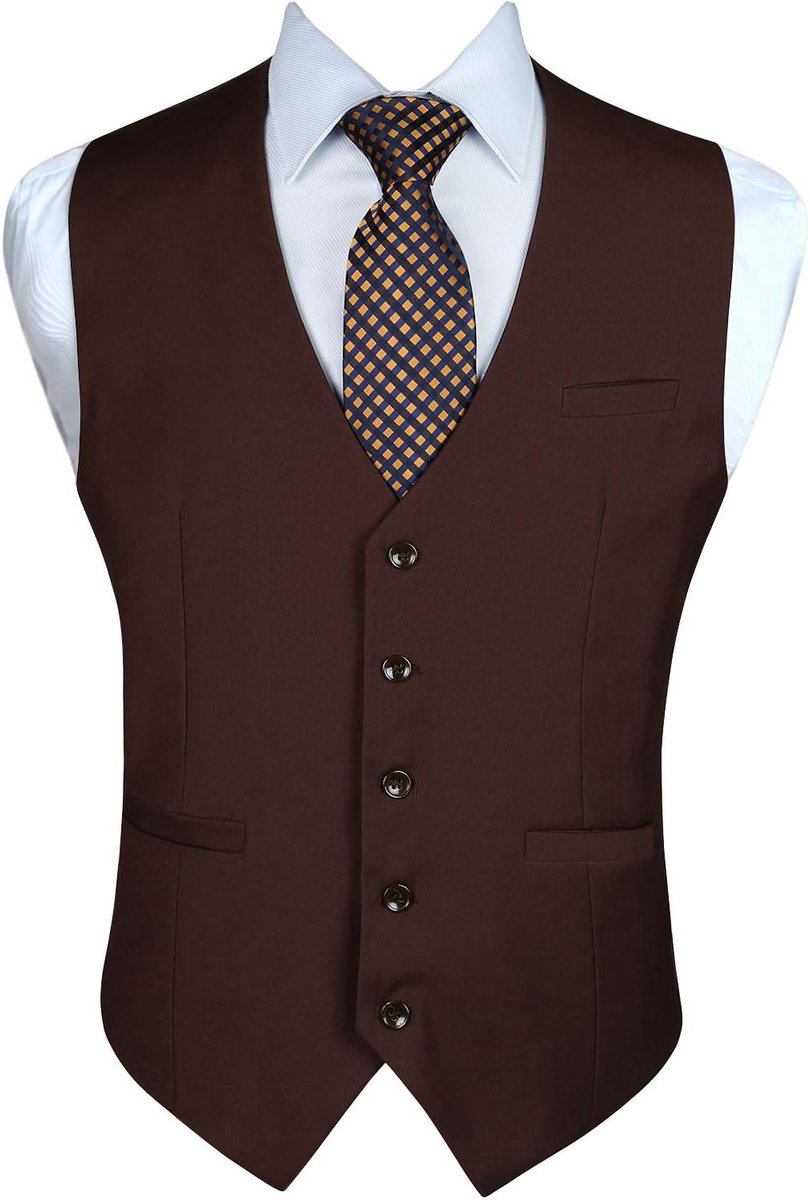 Gilets voor bruiloften, voor smoking, zakelijk pak, vest met zakken, effen kleur, maat XS-4XL