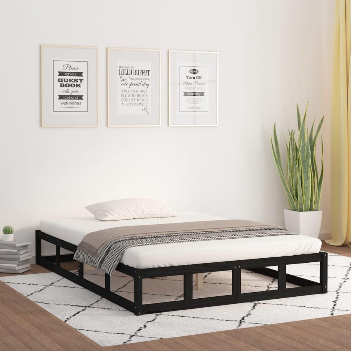 Grenenhout Modern slaapkamerdecor Standaard Zwart 120x200 cm