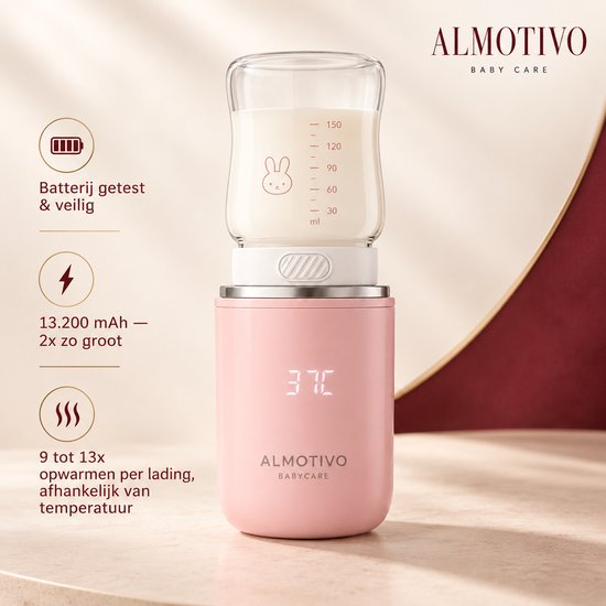 Almotivo Flessenwarmer Onderweg - Draadloos, 13.200mAh, 5 Min, Volledig Gecertificeerd, Veiligste Keuze Voor Je Baby — afbeelding 2