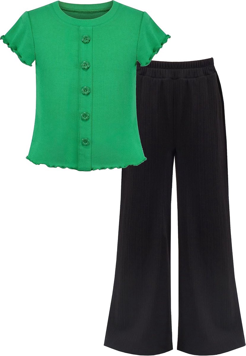 2 stuks Stel t shirt Broek Direct Breed Regenboog 4-10 jaar