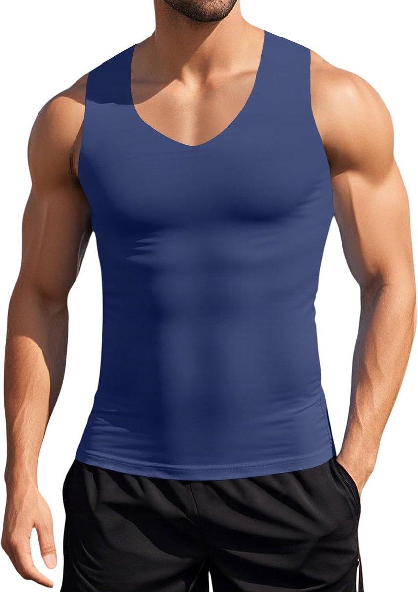 Heren zomer V-hals slim fit voor sport en fitness gelegenheden mouwloos onderdeel tanktop