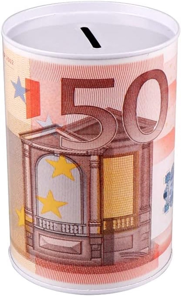 Spaarpot geld papier munt vintage bankbiljetten decoratieve spaarpot kinderen volwassenen muntdoos metaal niet openen 12,5 x 11 cm