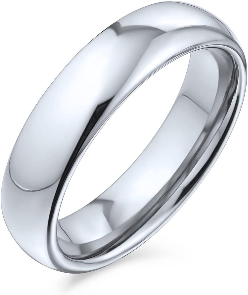 Jewelry Unisex Titanium Trouwring Ring Plain Eenvoudige Dome Ontwerp Comfort Fit voor Mannen en Vrouwen Gepolijst Zwart Zilver Rose Gold Tone 5MM Koppels Personaliseren
