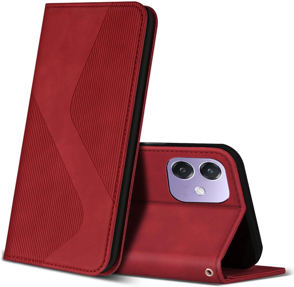 Hoesje voor OPPO A40 / A40m / A60 5G, PU Kunstleer Bookcase Telefoonhoesjes met [Kaartsleuven] [Stand], Flip Case Beschermhoesje voor OPPO A40 / A40m / A60 5G (Rood)
