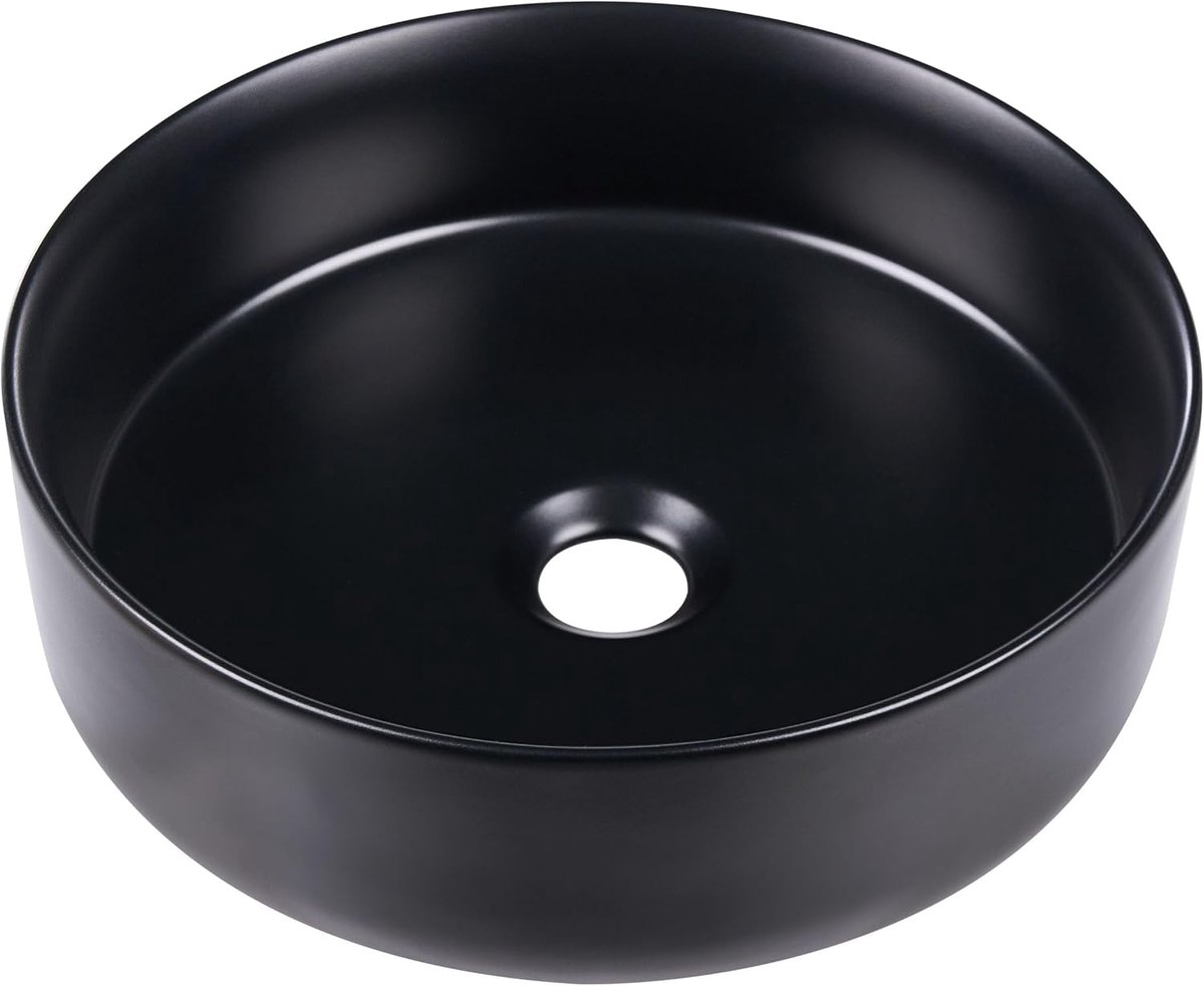 Wastafel rond waskom ⌀ 40 cm mat zwart Tebar