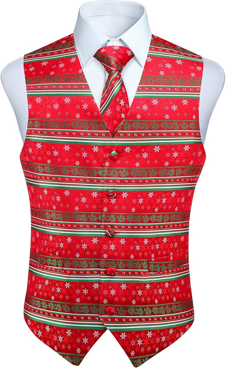 Leuk colbertje voor heren, kerstmis, feestelijke kerstman, kerstvest, stropdas, zak, vierkant, zakdoek, vest, pakset, XS-4XL