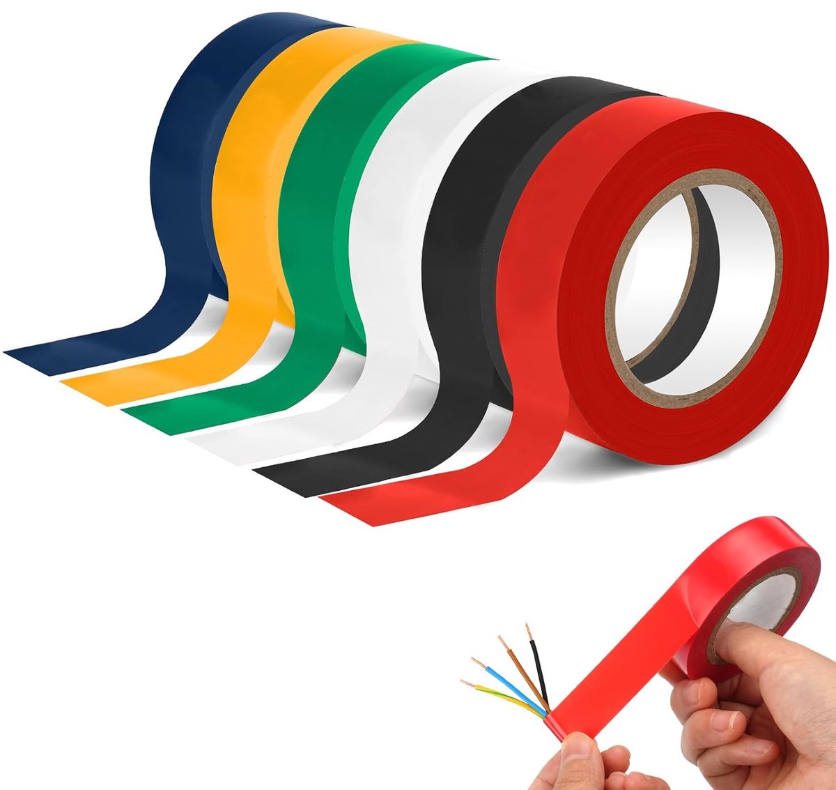 Dailygoods - Elektrische Isolatietape Set van 6 Rollen 19mm x 20m PVC