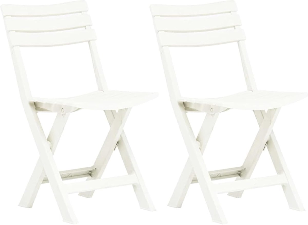 Tuinstoelen, inklapbaar, 2 stuks, kunststof, wit, voor buiten, balkonstoel voor buiten, camping, tuin, terras