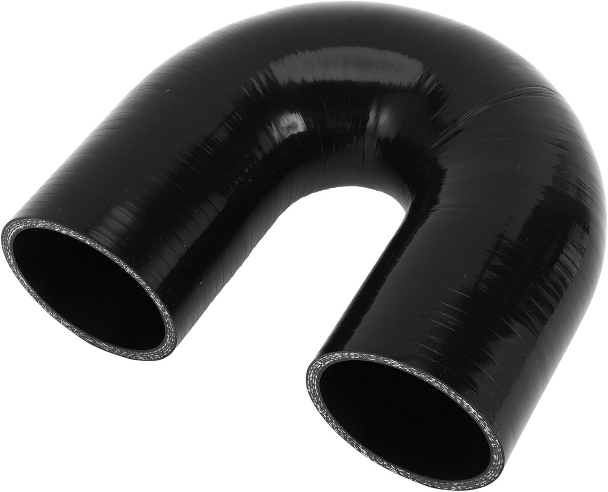 Dailygoods- Siliconen Slang 180 Graden - Zwart - Binnendiameter 60mm - Lengte 120mm - Meerlaags Geweven - Temperatuur tot 300℃ - Koelslang