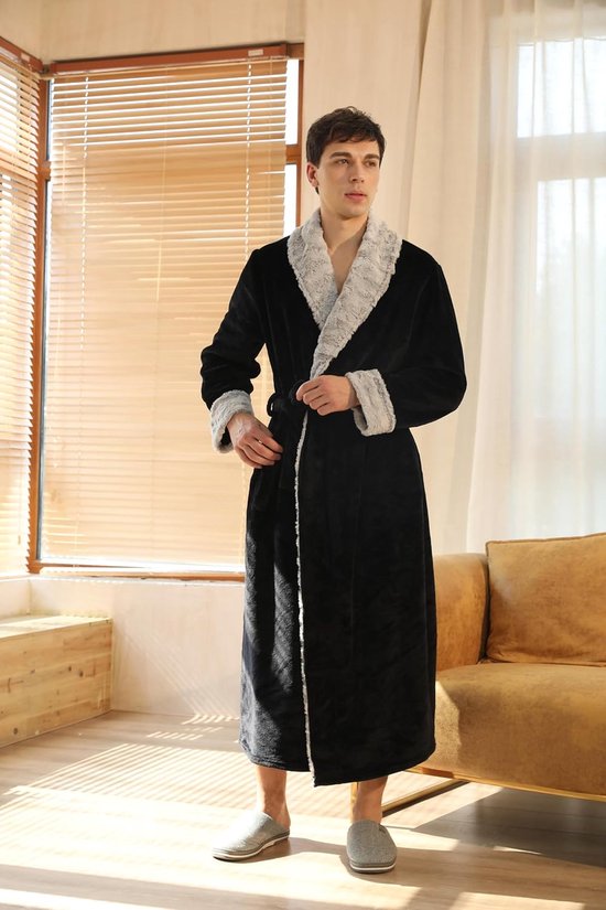 Badjas voor dames, wollig, lang, fleece badjas voor dames, grote maten, uniseks badjas set voor paren, ochtendjas voor dames en heren met lange riem — afbeelding 3