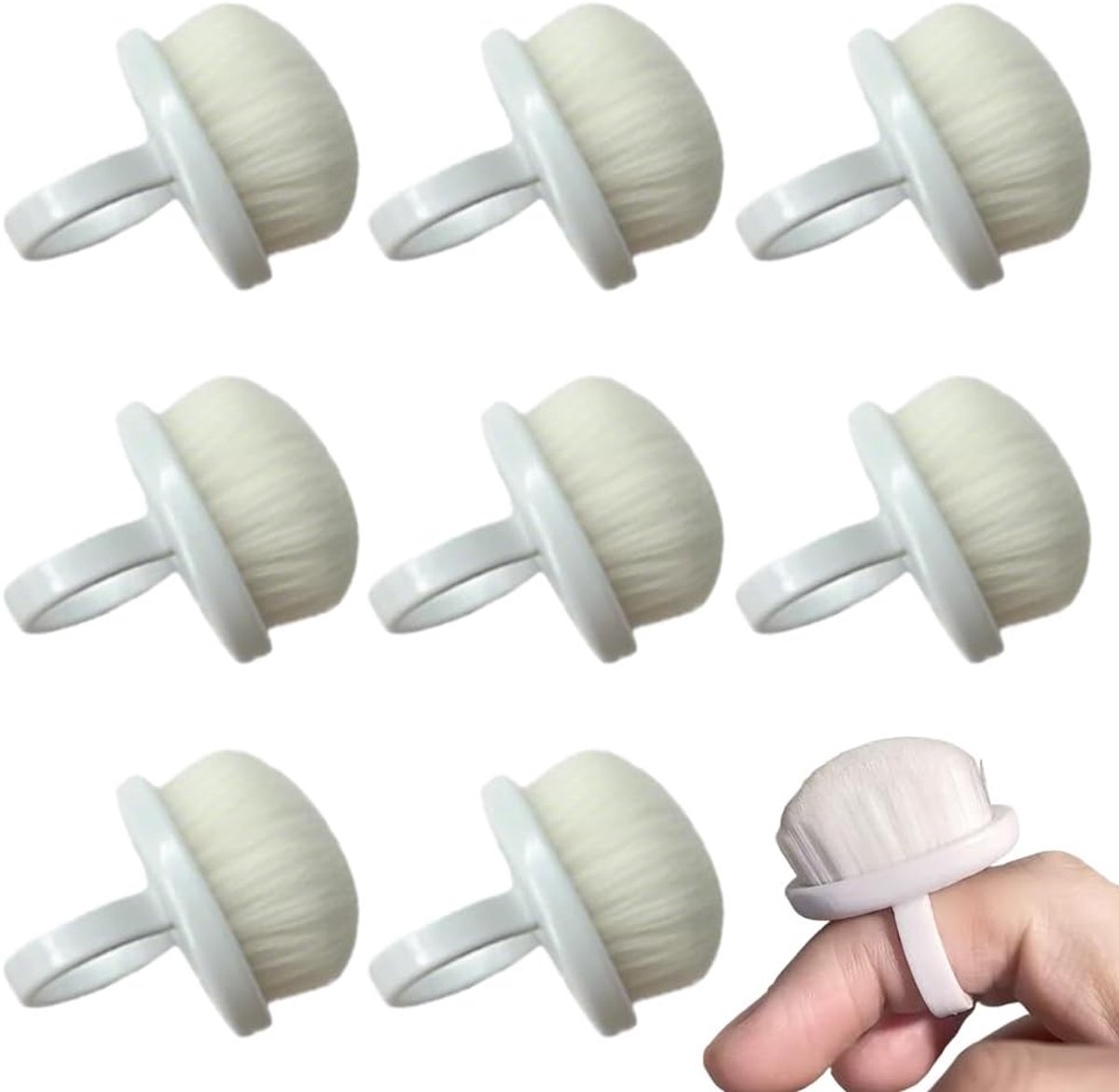 Nagelborstels, ring voor vingernagels, teennagels, reiniging, kleine nagelscrubber, borstelharen, nagelstofborstel, gereedschap voor manicure en pedicure (wit, 8
