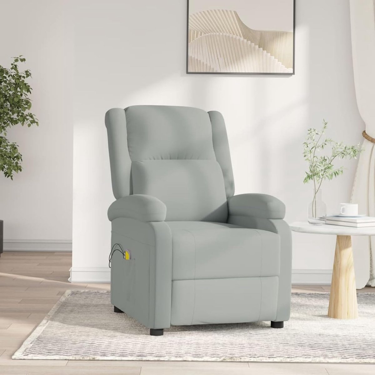Massagestoel, elektrisch, lichtgrijs fluweel, relaxstoel, tv-stoel, slaapstoel, ergonomisch voor woonkamer, bioscoopavond, senioren, 3098404