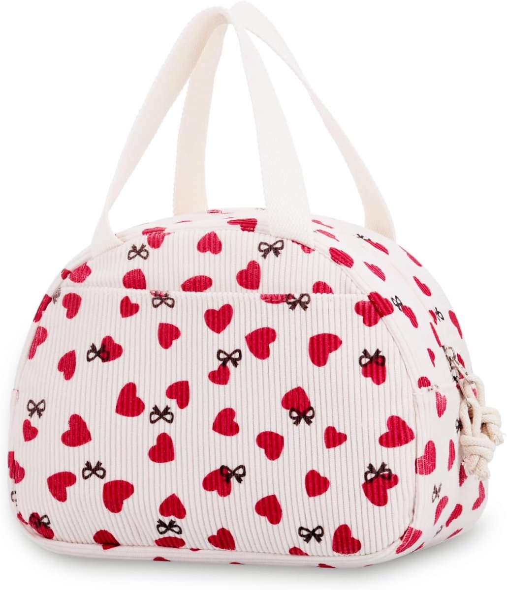 Lunchtassen voor meisjes vrouwen, herbruikbare hart beige lunchtas voor kinderen en volwassenen, lekvrije lunchbox met grote capaciteit voor school, woon-werkverkeer, reizen