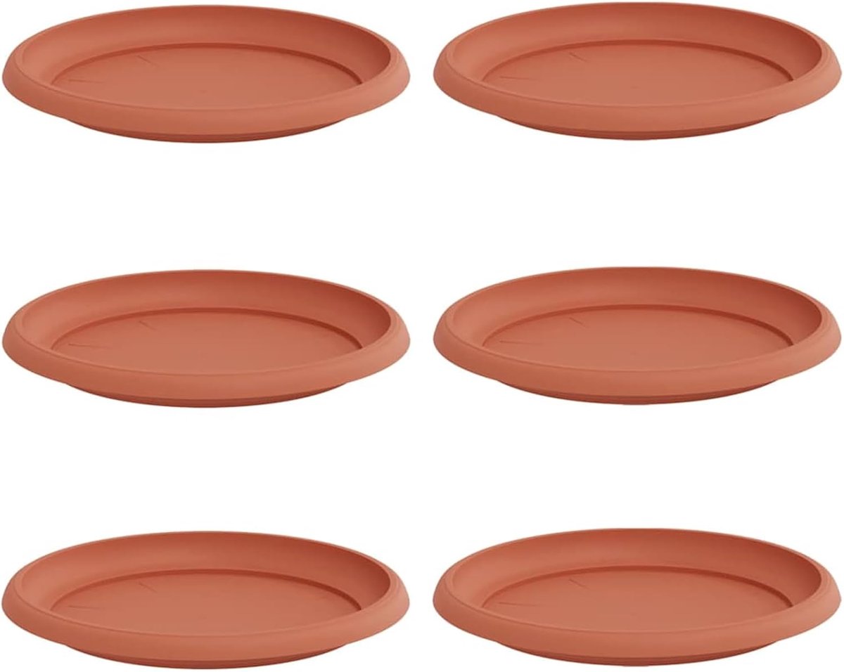 Ronde bloemplaat, kunststof, diameter 23,5 x 2,5 cm, baksteenrood, ronde plantenonderzetters voor binnen en buiten, terras, balkon, tuin, broeikas, 42020304