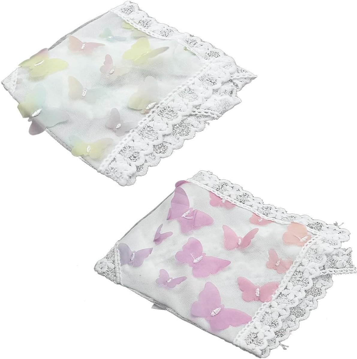 2 stuks Franse haarhanddoek, vintage haarhanddoek 3D vlinder versierde haarhanddoek Driehoek haarhanddoek Pastoraal meisje
