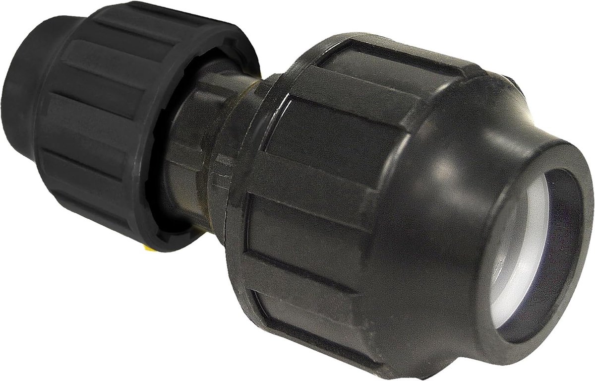 Verlaagd verbindingsstuk Ø 40 mm x 32 mm | zwarte polyethyleen connector | ontworpen als snelverbinding voor irrigatiebuizen van 40 en 32 mm, bestand tegen hoge druk