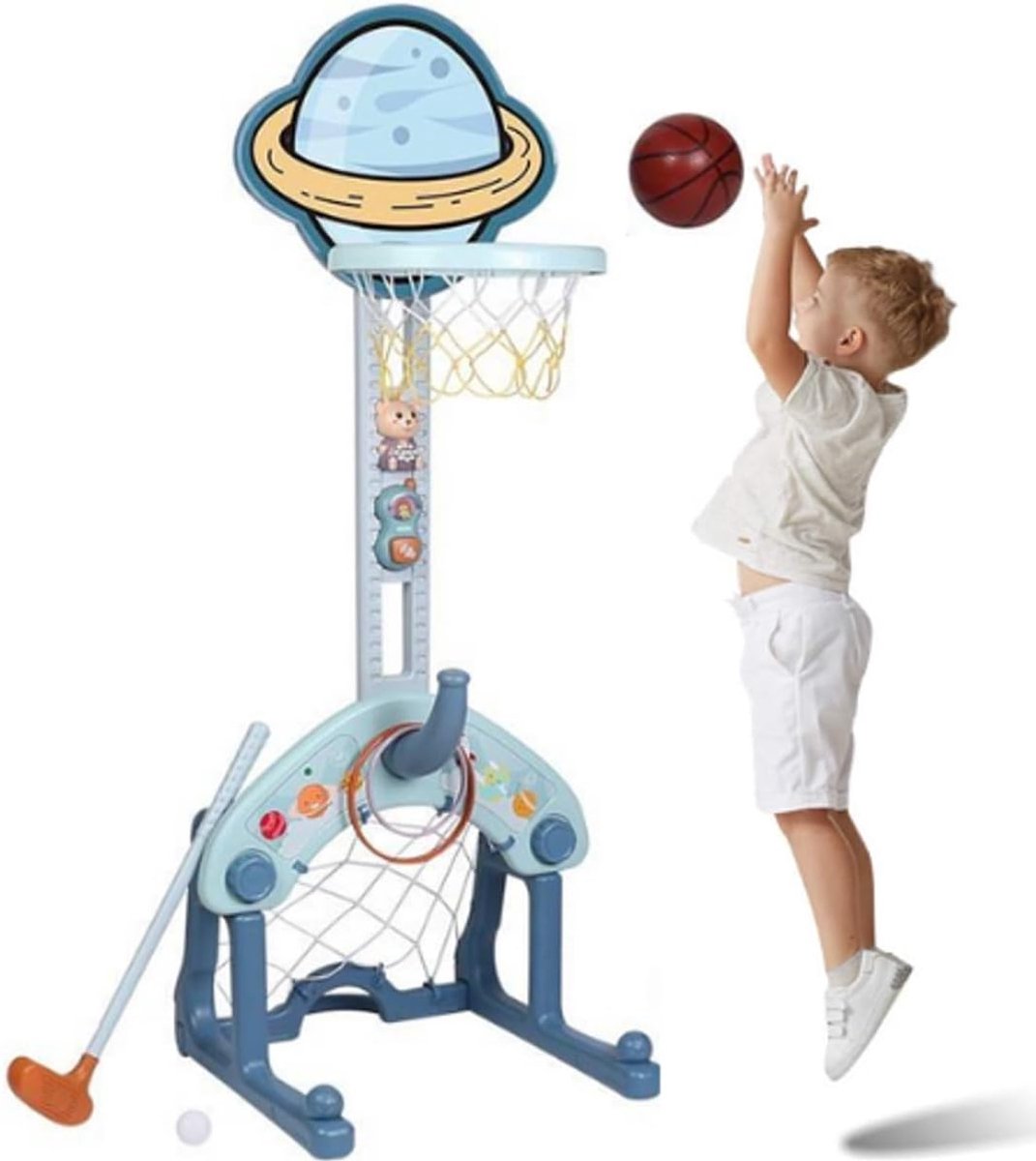4 in 1 sport spel, speelgoed voor kinderen, basketbalring, voetbal doel, golf, ringwerpen, kinderspeelgoed, binnen & buiten