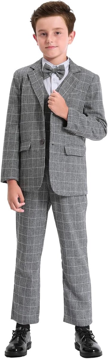 mintgreen Jongens Pak Blazer 2PCS Formeel Bruiloft Outfits Blazer + Broek + Strik 5-12 Jaar