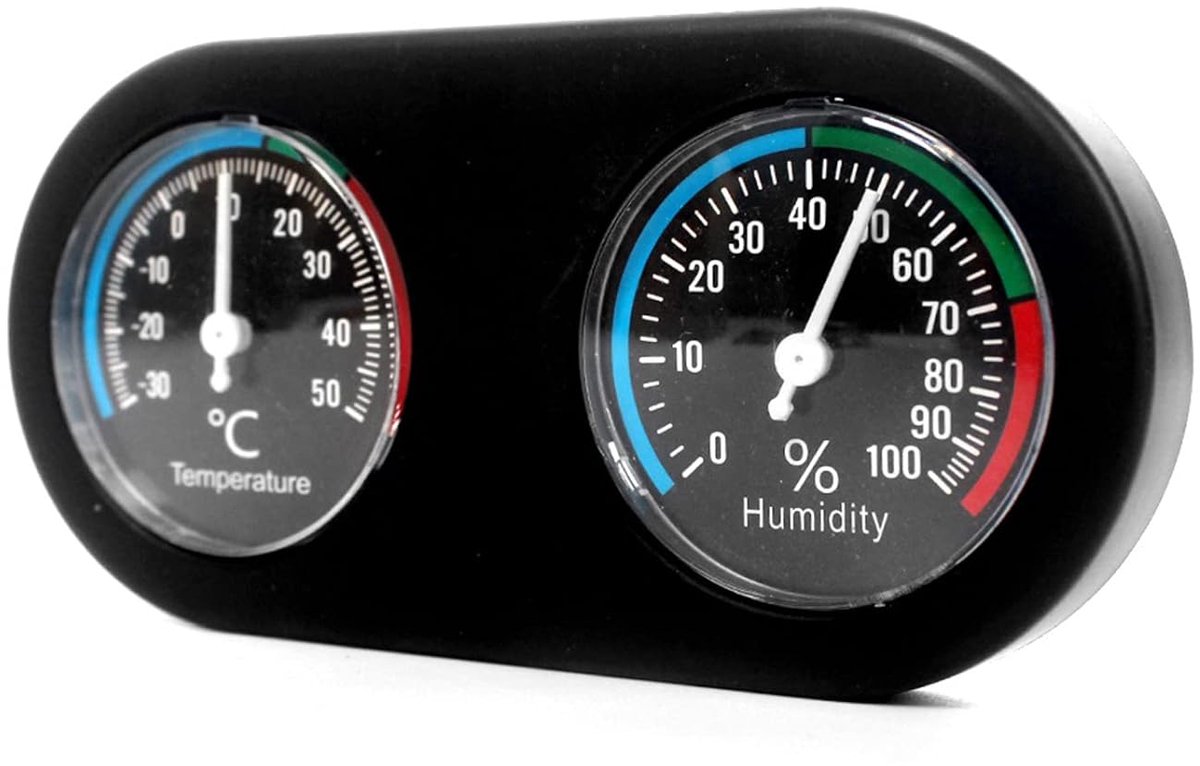 Dial Reptile Thermometer Hygrometer,Ronde Vorm Display Temperatuur Vochtigheidsmeter voor hagedis Schildpad Spider Kameleon Pet Opfokkerij