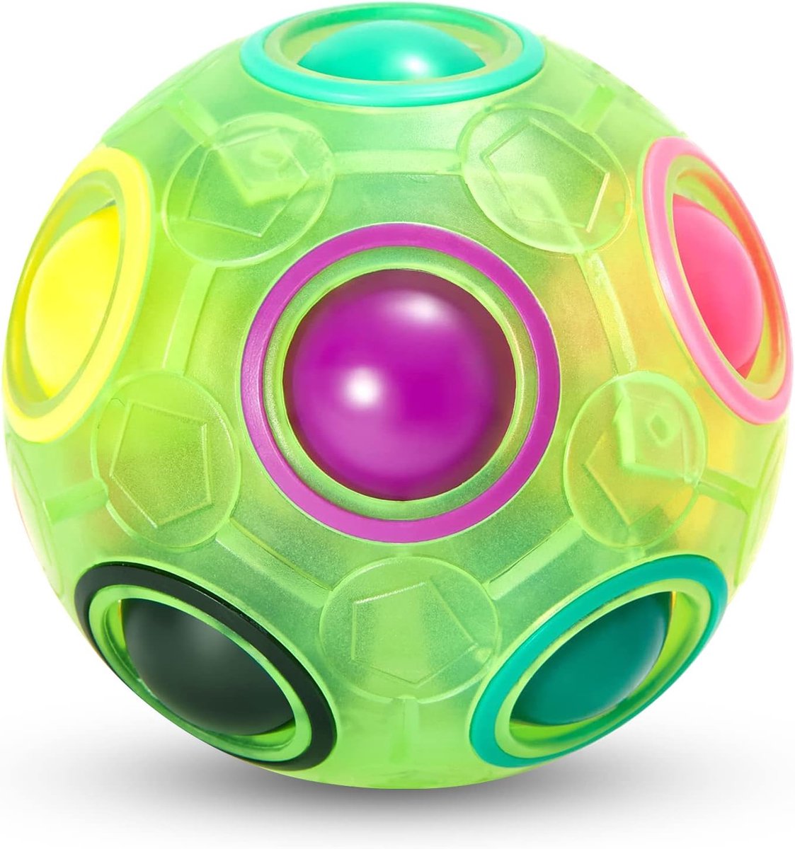 Magische Regenboog Puzzel Bal, Fidget Bal Puzzel Spel Fun Stress Reliever Magische Bal Brain Teaser Bal Speelgoed Voor Kinderen Tieners & Volwassenen (Groente)