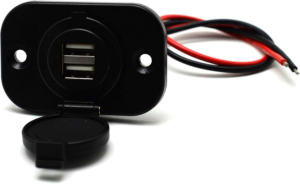 Top 12-24V 4,2A weerbestendige dubbele USB-oplader voor auto's, motorfietsen, 12V-vrachtwagens, motorfietsen, boten, campers, caravans of caravans enz., compatibel met Apple/Android-apparaten