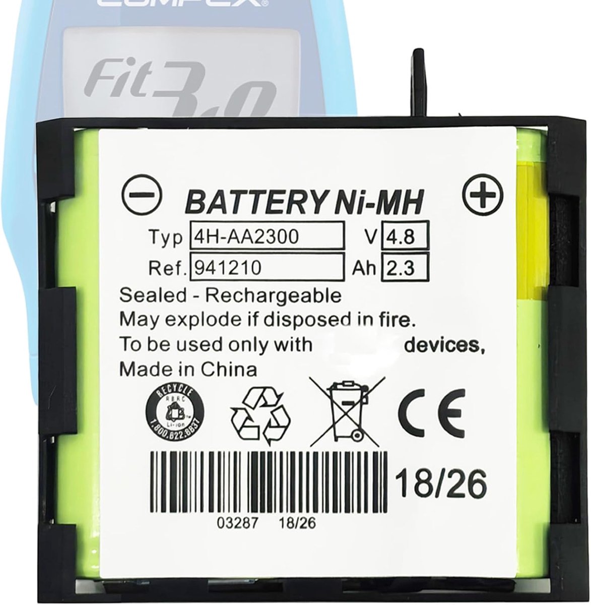Capaciteit 2300mAh CO5 941210 vervangende accu compatibel met Compex Muscle Stimulator Devices - vervangt Compex 4H-AA1500, 4H-AA2000, 4H-AA2300, CO5 941210, 941213 (2300 mAh, 4,8 V
